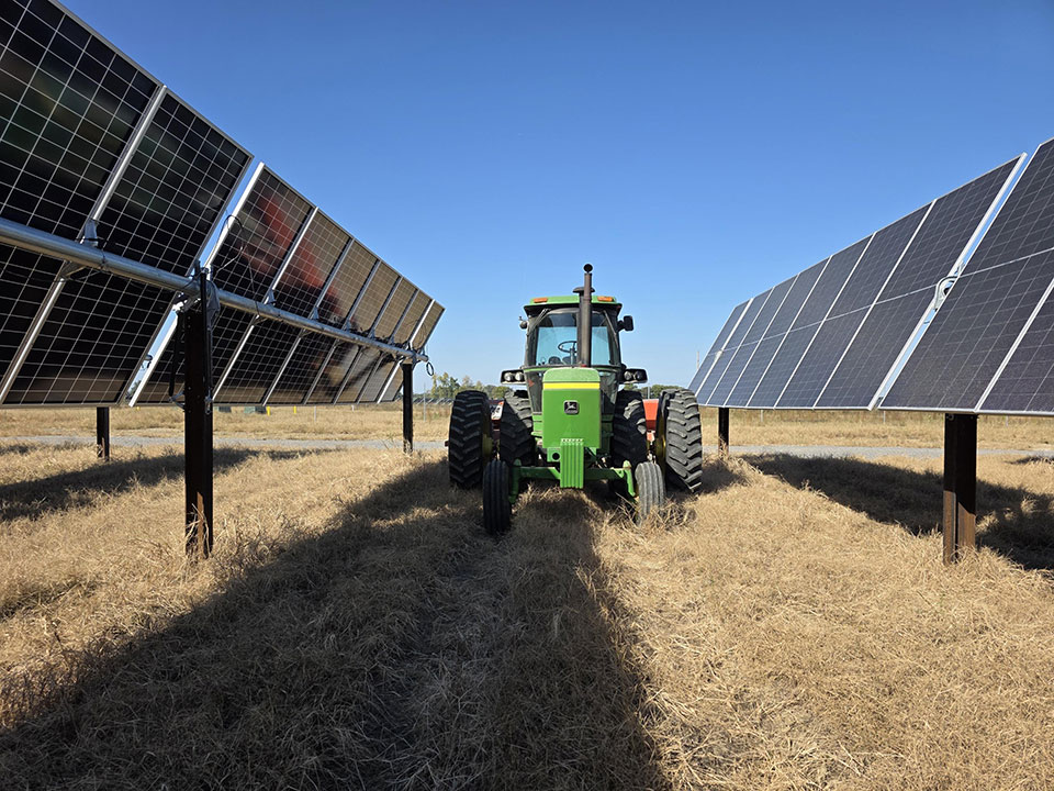 Tractor and Solar Panels at Eldorado Solar Project